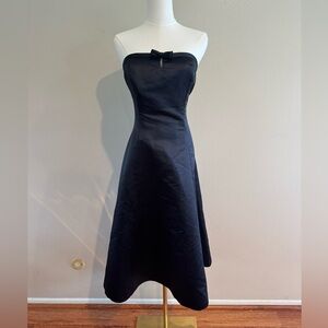 Bill Levkoff Black Strapless Dress with Bow Detail